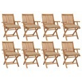 vidaXL, vidaXL Klappbare Gartenstühle mit Kissen 8 Stk. Massivholz Teak