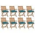 vidaXL, vidaXL Klappbare Gartenstühle mit Kissen 8 Stk. Massivholz Teak
