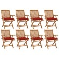 vidaXL, vidaXL Klappbare Gartenstühle mit Kissen 8 Stk. Massivholz Teak