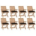 vidaXL, vidaXL Klappbare Gartenstühle mit Kissen 8 Stk. Massivholz Teak
