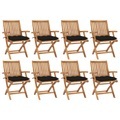 vidaXL, vidaXL Klappbare Gartenstühle mit Kissen 8 Stk. Massivholz Teak