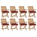 vidaXL, vidaXL Klappbare Gartenstühle mit Kissen 8 Stk. Massivholz Teak