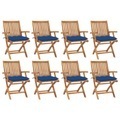 vidaXL, vidaXL Klappbare Gartenstühle mit Kissen 8 Stk. Massivholz Teak