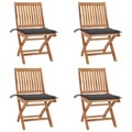 vidaXL, vidaXL Klappbare Gartenstühle mit Kissen 4 Stk. Massivholz Teak