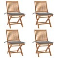 vidaXL, vidaXL Klappbare Gartenstühle mit Kissen 4 Stk. Massivholz Teak
