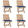 vidaXL, vidaXL Klappbare Gartenstühle mit Kissen 4 Stk. Massivholz Teak