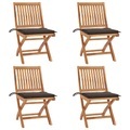 vidaXL, vidaXL Klappbare Gartenstühle mit Kissen 4 Stk. Massivholz Teak