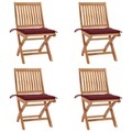 vidaXL, vidaXL Klappbare Gartenstühle mit Kissen 4 Stk. Massivholz Teak