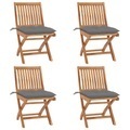 vidaXL, vidaXL Klappbare Gartenstühle mit Kissen 4 Stk. Massivholz Teak