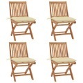 vidaXL, vidaXL Klappbare Gartenstühle mit Kissen 4 Stk. Massivholz Teak
