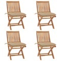 vidaXL, vidaXL Klappbare Gartenstühle mit Kissen 4 Stk. Massivholz Teak