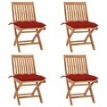 vidaXL, vidaXL Klappbare Gartenstühle mit Kissen 4 Stk. Massivholz Teak