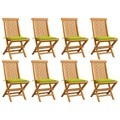 vidaXL, vidaXL Gartenstühle mit Hellgrünen Kissen 8 Stk. Massivholz Teak
