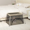 vidaXL, vidaXL Baby-Laufstall mit Matratze Taupe Leinenstoff