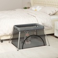 vidaXL, vidaXL Baby-Laufstall mit Matratze Dunkelgrau Leinenstoff