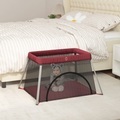 vidaXL, vidaXL Baby-Laufstall mit Matratze Rot Leinenstoff
