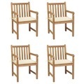 vidaXL, vidaXL Gartenstühle 4 Stk. mit Cremeweißen Kissen Massivholz Teak