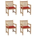 vidaXL, vidaXL Gartenstühle 4 Stk. mit Roten Kissen Massivholz Teak