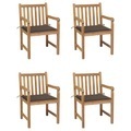 vidaXL, vidaXL Gartenstühle 4 Stk. mit Taupe Kissen Massivholz Teak