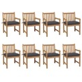 vidaXL, vidaXL Gartenstühle 8 Stk. mit Anthrazit Kissen Massivholz Teak