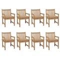 vidaXL, vidaXL Gartenstühle 8 Stk. mit Beigen Kissen Massivholz Teak