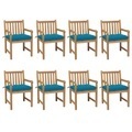 vidaXL, vidaXL Gartenstühle 8 Stk. mit Hellblauen Kissen Massivholz Teak