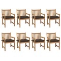 vidaXL, vidaXL Gartenstühle 8 Stk. mit Taupe Kissen Massivholz Teak