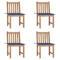 vidaXL, vidaXL Gartenstühle 4 Stk. mit Kissen Massivholz Teak