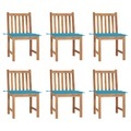 vidaXL, vidaXL Gartenstühle 6 Stk. mit Kissen Massivholz Teak
