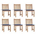 vidaXL, vidaXL Gartenstühle 6 Stk. mit Kissen Massivholz Teak