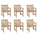 vidaXL, vidaXL Gartenstühle 6 Stk. mit Beigen Kissen Massivholz Teak