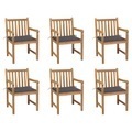 vidaXL, vidaXL Gartenstühle 6 Stk. mit Anthrazit Kissen Massivholz Teak