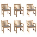 vidaXL, vidaXL Gartenstühle 6 Stk. mit Grauen Kissen Massivholz Teak