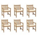 vidaXL, vidaXL Gartenstühle 6 Stk. mit Creme Kissen Massivholz Teak