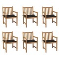 vidaXL, vidaXL Gartenstühle 6 Stk. mit Schwarzen Kissen Massivholz Teak