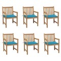 vidaXL, vidaXL Gartenstühle 6 Stk. mit Blauen Kissen Massivholz Teak