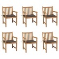 vidaXL, vidaXL Gartenstühle 6 Stk. mit Taupe Kissen Massivholz Teak