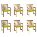 vidaXL, vidaXL Gartenstühle 6 Stk. mit Hellgrünen Kissen Massivholz Teak