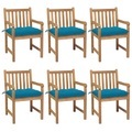 vidaXL, vidaXL Gartenstühle 6 Stk. mit Hellblauen Kissen Massivholz Teak