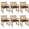 vidaXL, vidaXL Gartenstühle 6 Stk. mit Taupe Kissen Massivholz Teak