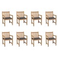 vidaXL, vidaXL Gartenstühle 8 Stk. mit Anthrazit Kissen Massivholz Teak