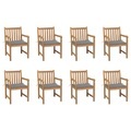 vidaXL, vidaXL Gartenstühle 8 Stk. mit Grauen Kissen Massivholz Teak