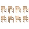 vidaXL, vidaXL Gartenstühle 8 Stk. mit Creme Kissen Massivholz Teak