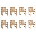 vidaXL, vidaXL Gartenstühle 8 Stk. mit Beigen Kissen Massivholz Teak