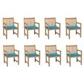 vidaXL, vidaXL Gartenstühle 8 Stk. mit Blauen Kissen Massivholz Teak