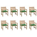 vidaXL, vidaXL Gartenstühle 8 Stk. mit Grünen Kissen Massivholz Teak