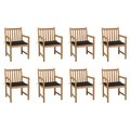 vidaXL, vidaXL Gartenstühle 8 Stk. mit Schwarzen Kissen Massivholz Teak