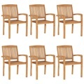 vidaXL, vidaXL Stapelbare Gartenstühle 6 Stk. Massivholz Teak
