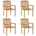 vidaXL, vidaXL Stapelbare Gartenstühle 4 Stk. Massivholz Teak