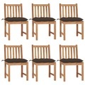 vidaXL, vidaXL Gartenstühle 6 Stk. mit Kissen Massivholz Teak